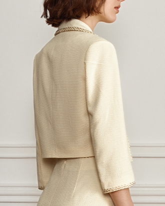 Cropped jacket with braided lapel trim - Lerdi