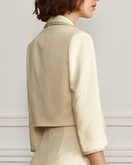 Cropped jacket with braided lapel trim - Lerdi