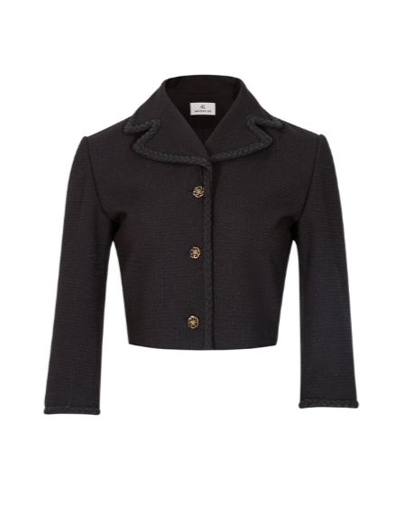 Cropped jacket with braided lapel trim - Lerdi