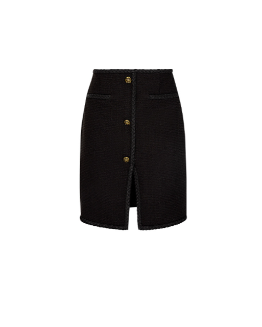 Button-front pencil skirt with textured trim - Erta