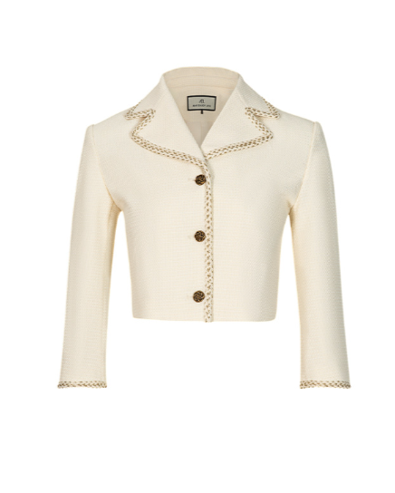 Cropped jacket with braided lapel trim - Lerdi