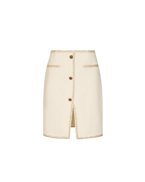 Button-front pencil skirt with textured trim - Erta