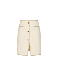 Button-front pencil skirt with textured trim - Erta