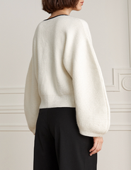 Zip-up knit jacket with balloon sleeves - Erwibu