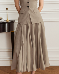 High-waist pleated midi skirt with belt loops – Serqa