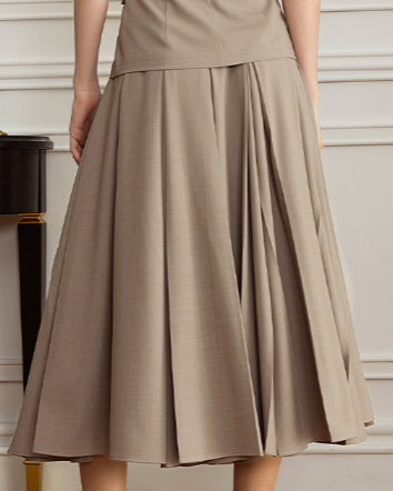 High-waist pleated midi skirt with belt loops – Serqa