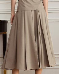 High-waist pleated midi skirt with belt loops – Serqa