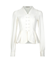 Long-sleeve satin blouse with double-breasted front – Elju