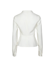 Long-sleeve satin blouse with double-breasted front – Elju