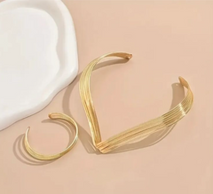 Multilayer Torque Necklace with Wrap Bracelet - Rindu