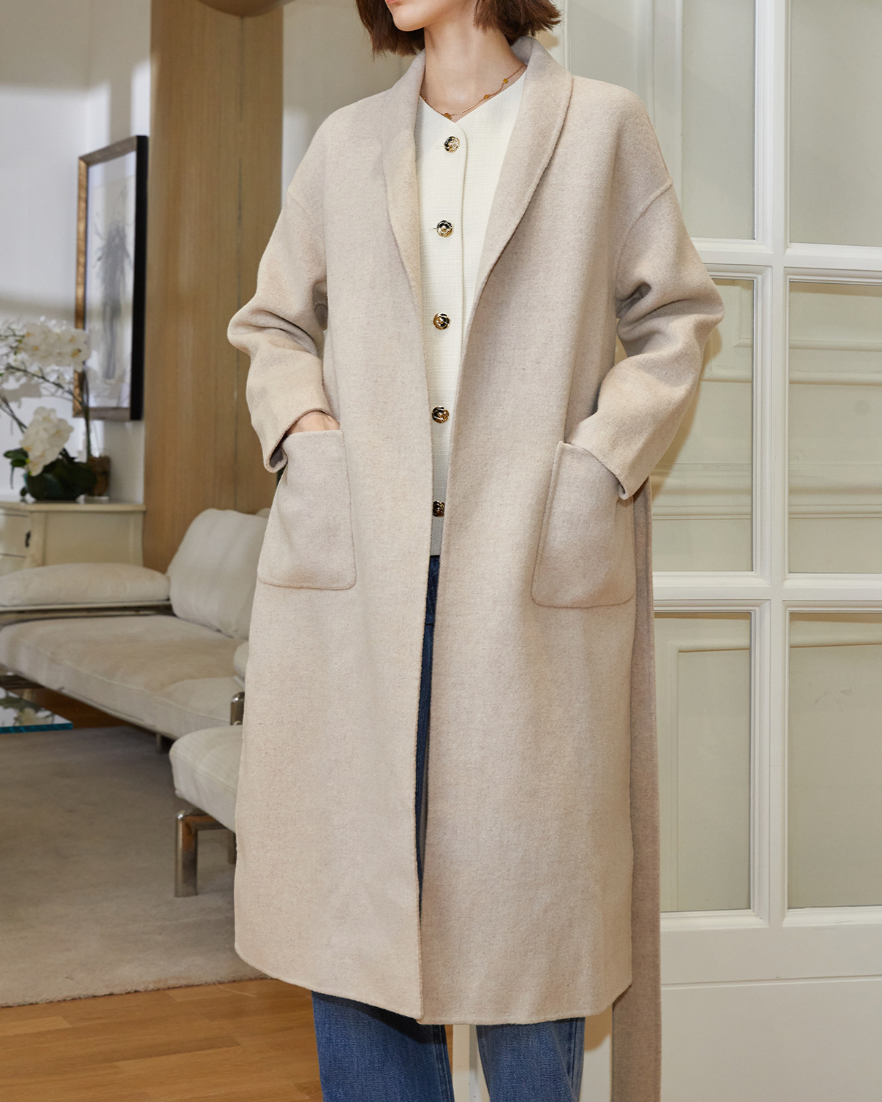 Open-front wool coat with patch pockets - Nidwy