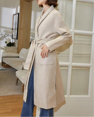 Open-front wool coat with patch pockets - Nidwy