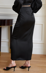 Front Slit Flowy Midi Skirt - Rerdi