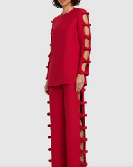 Long sleeve top with side bow detail and wide-leg pants - Syrtu