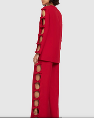 Long sleeve top with side bow detail and wide-leg pants - Syrtu