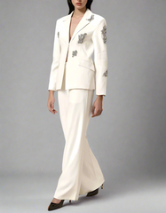 Embellished tailored suit with wide-leg trousers - Atiju