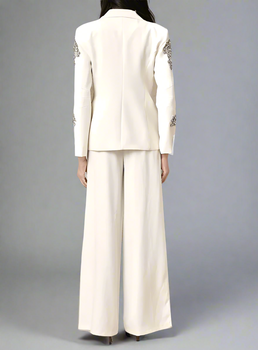 Embellished tailored suit with wide-leg trousers - Atiju