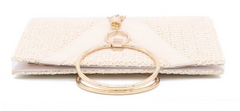 Woven handbag with gold ring handle and tassel detail - Bopi
