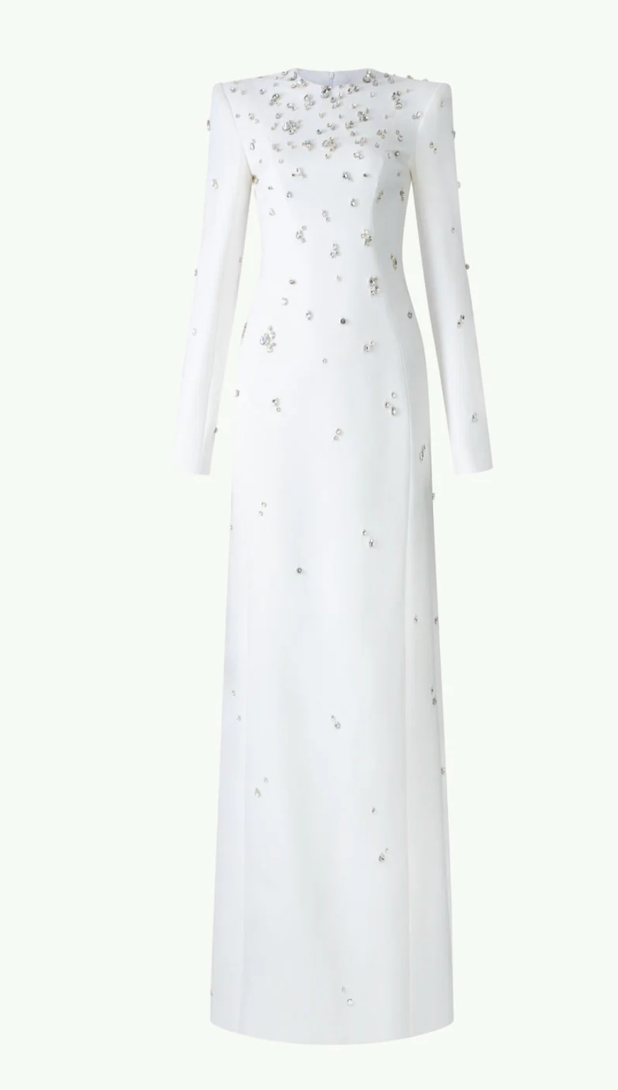 embellished long-sleeve column gown – Lormen