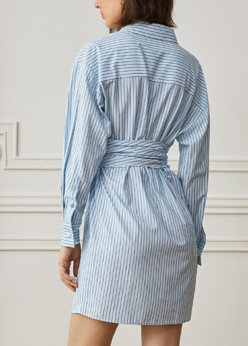 Striped wraparound shirt with button front - Lingu