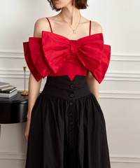Sleeveless top with oversized bow detail - Sadri