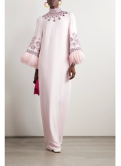 embellished-feather cuff kaftan – Zykeria