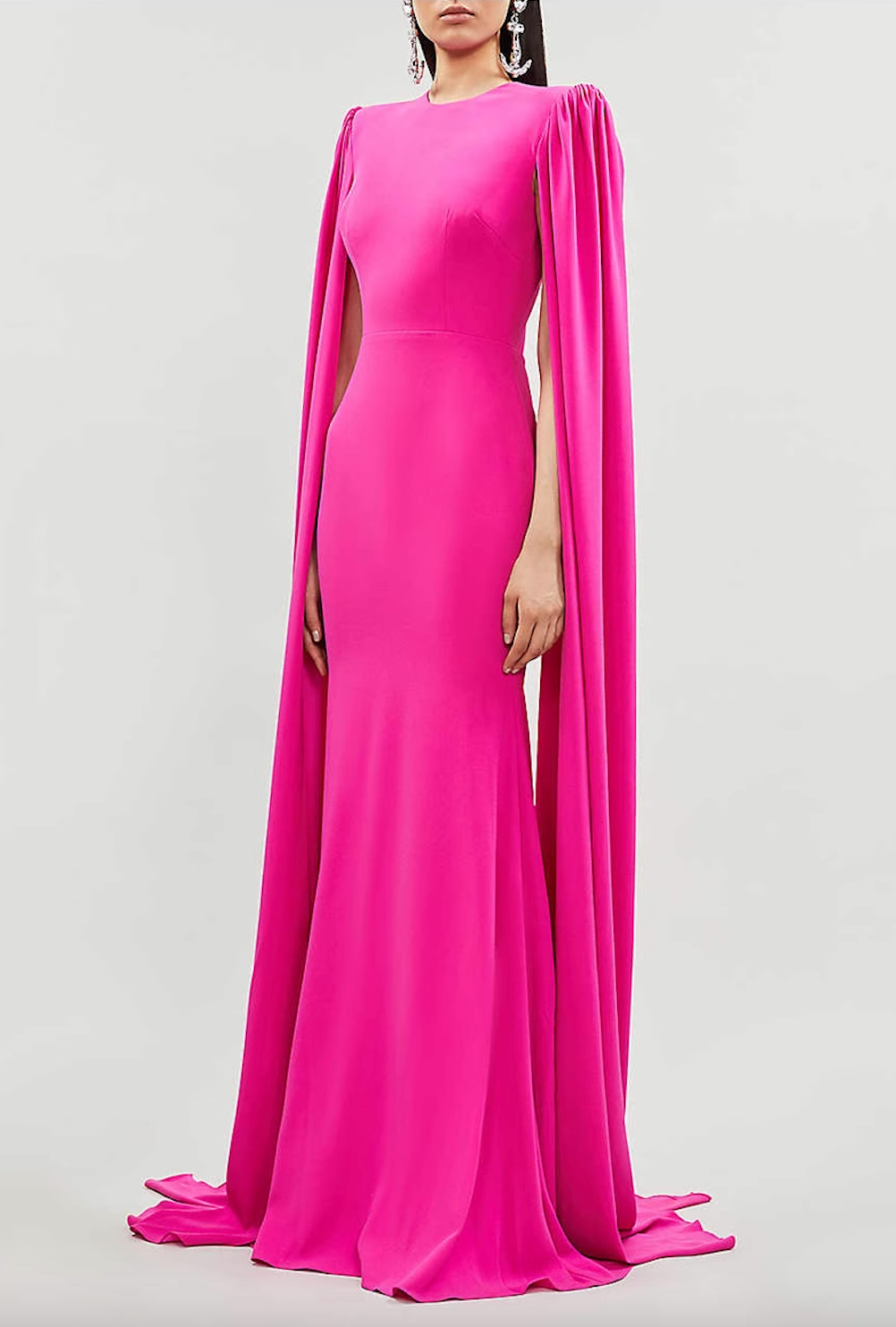 sleeveless column gown with floor-length cape – Tianna