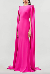 sleeveless column gown with floor-length cape – Tianna