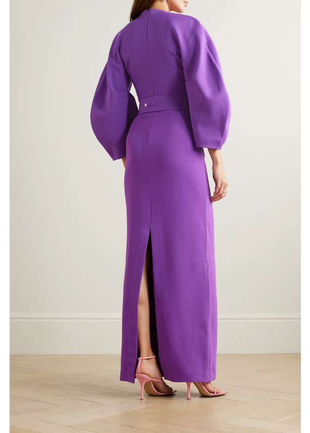 Column gown with sculpted balloon sleeves – Zuleika