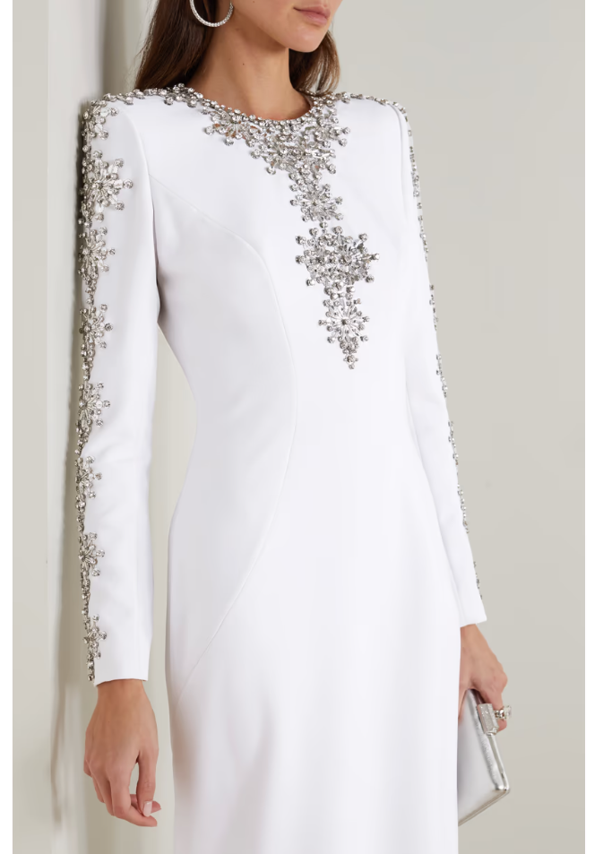 Embellished long-sleeve gown with fitted silhouette – Ziarre