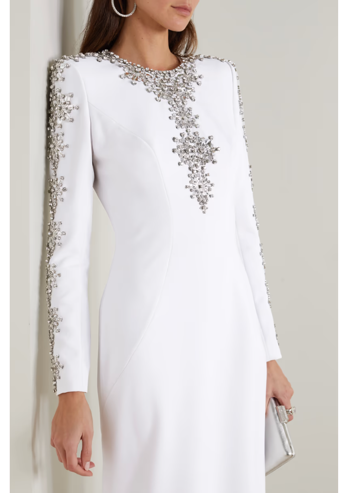 Embellished long-sleeve gown with fitted silhouette – Ziarre