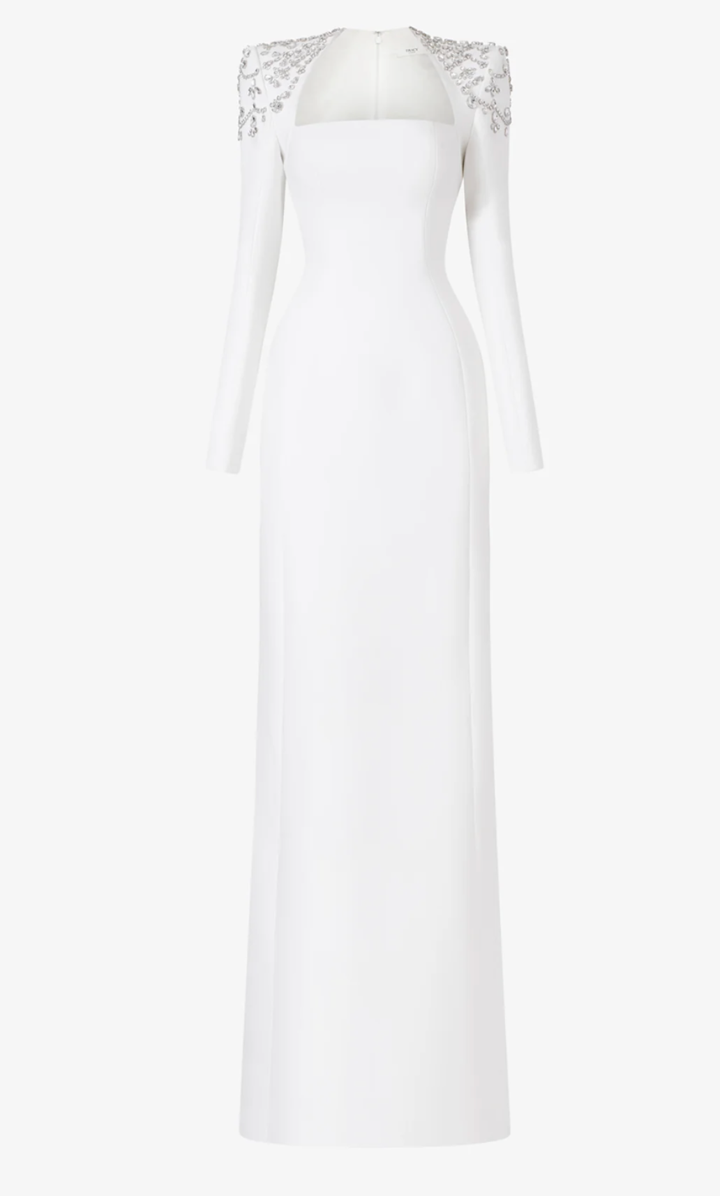 Black column dress with beaded shoulders and long sleeves - Telqo