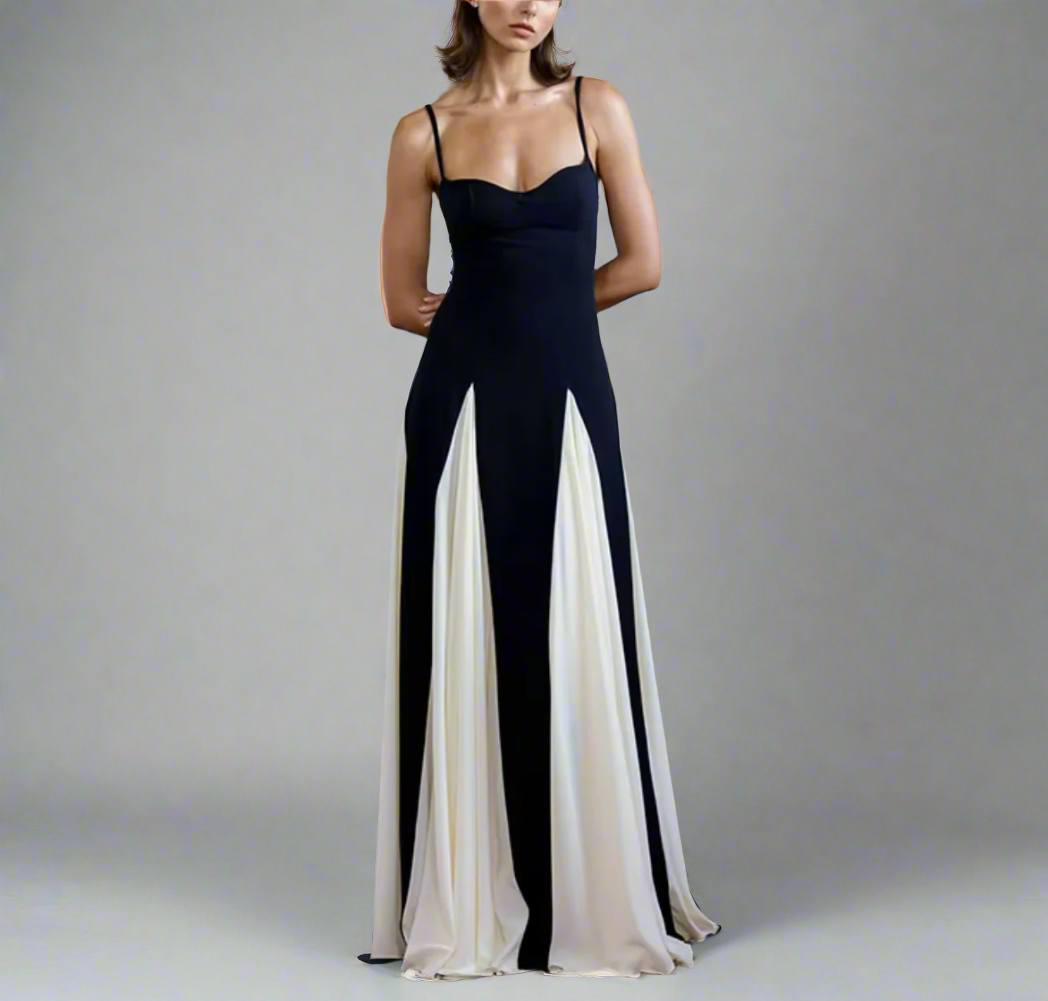 two-tone panel maxi dress – Sarena