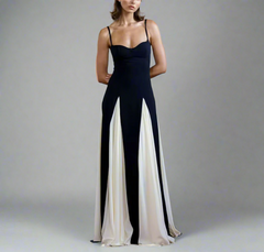 two-tone panel maxi dress – Sarena