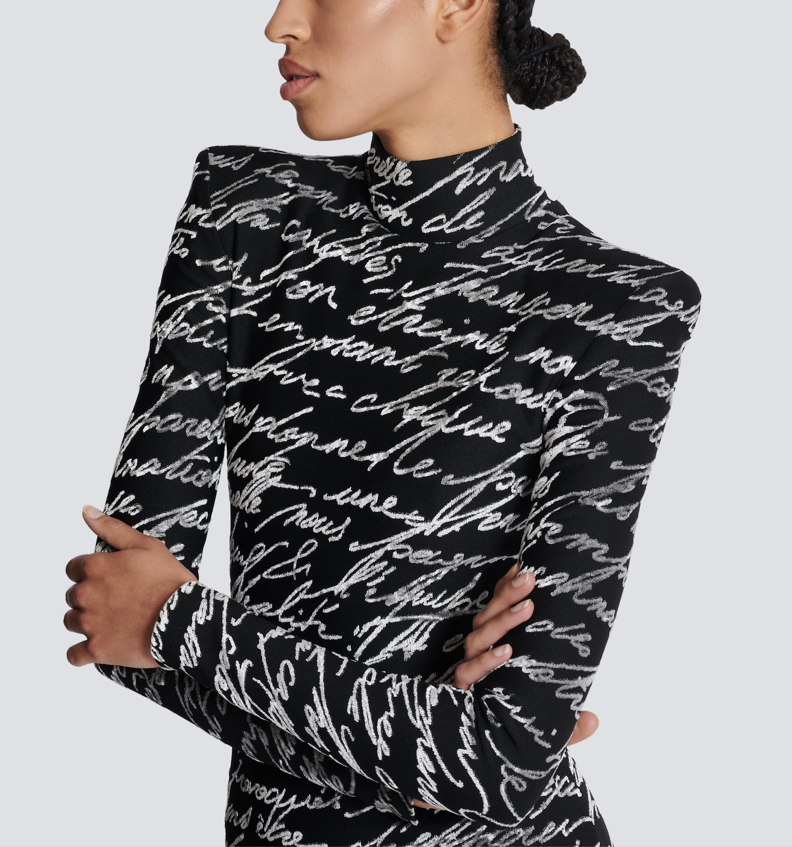 printed bodycon gown with high neck – JOLIAS