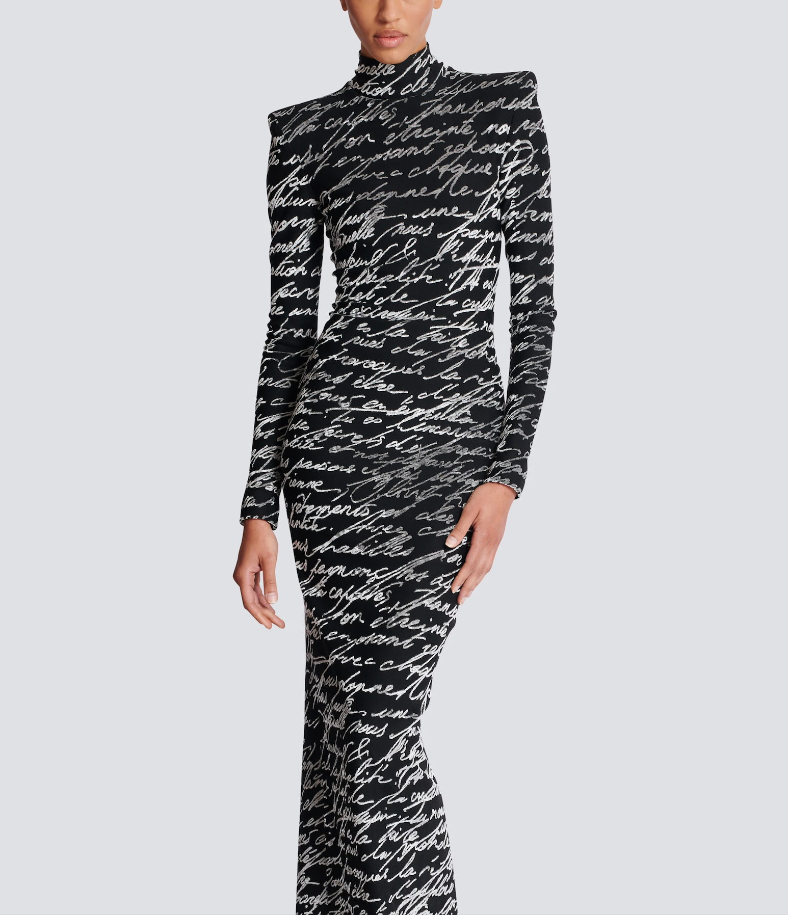 printed bodycon gown with high neck – JOLIAS