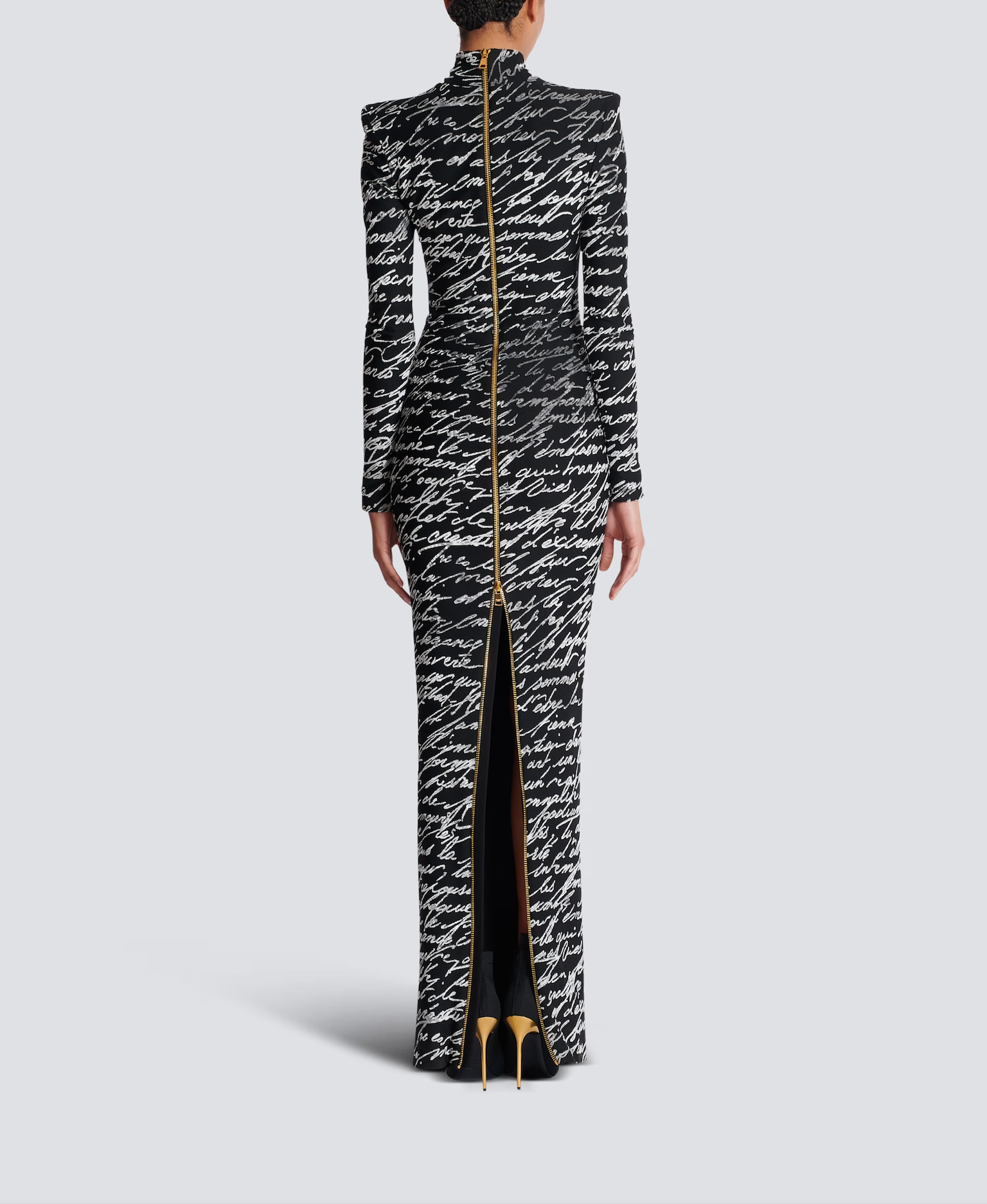 printed bodycon gown with high neck – JOLIAS