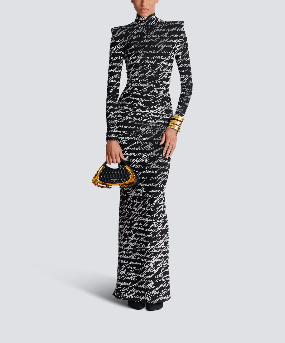 printed bodycon gown with high neck – JOLIAS