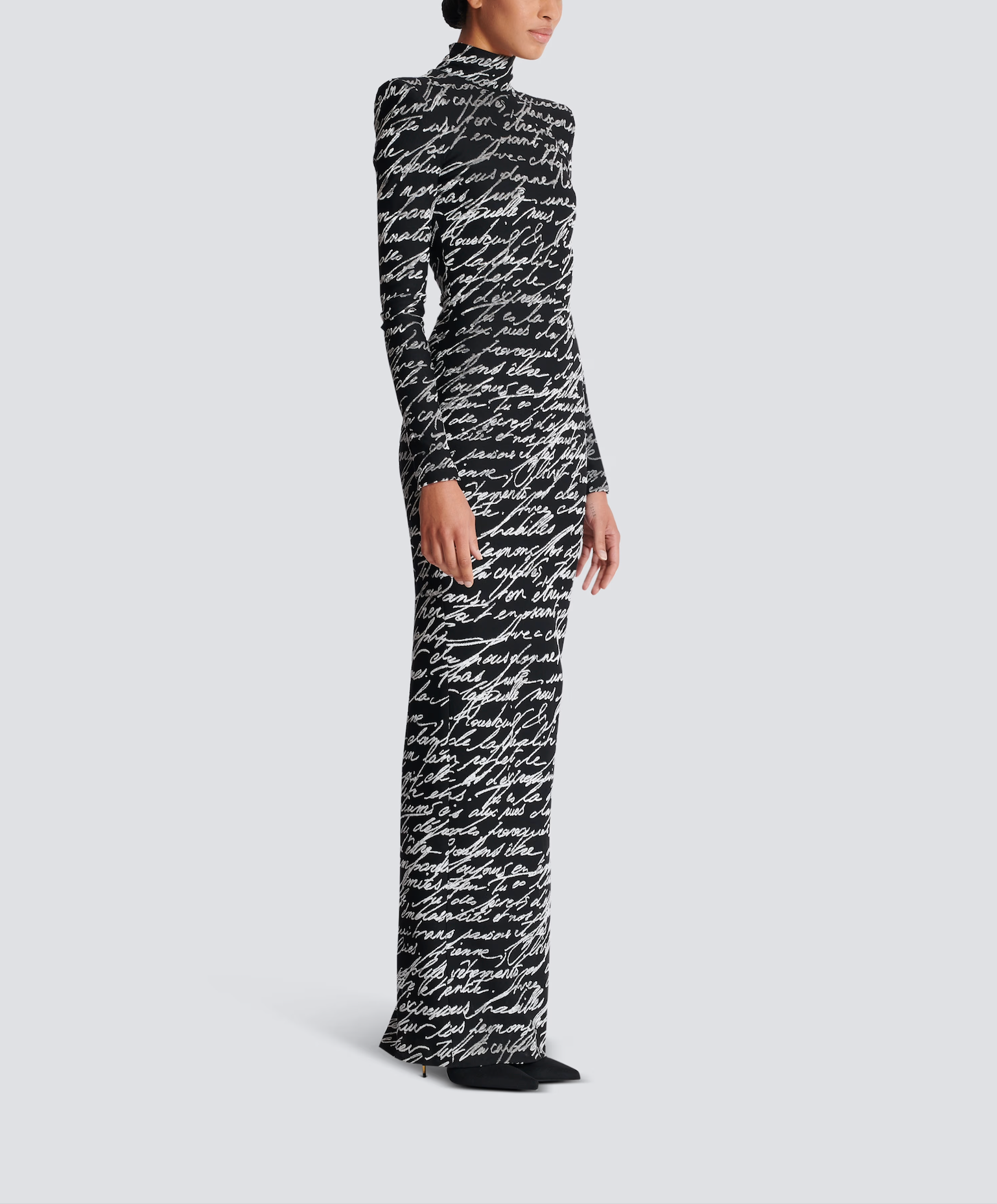 printed bodycon gown with high neck – JOLIAS