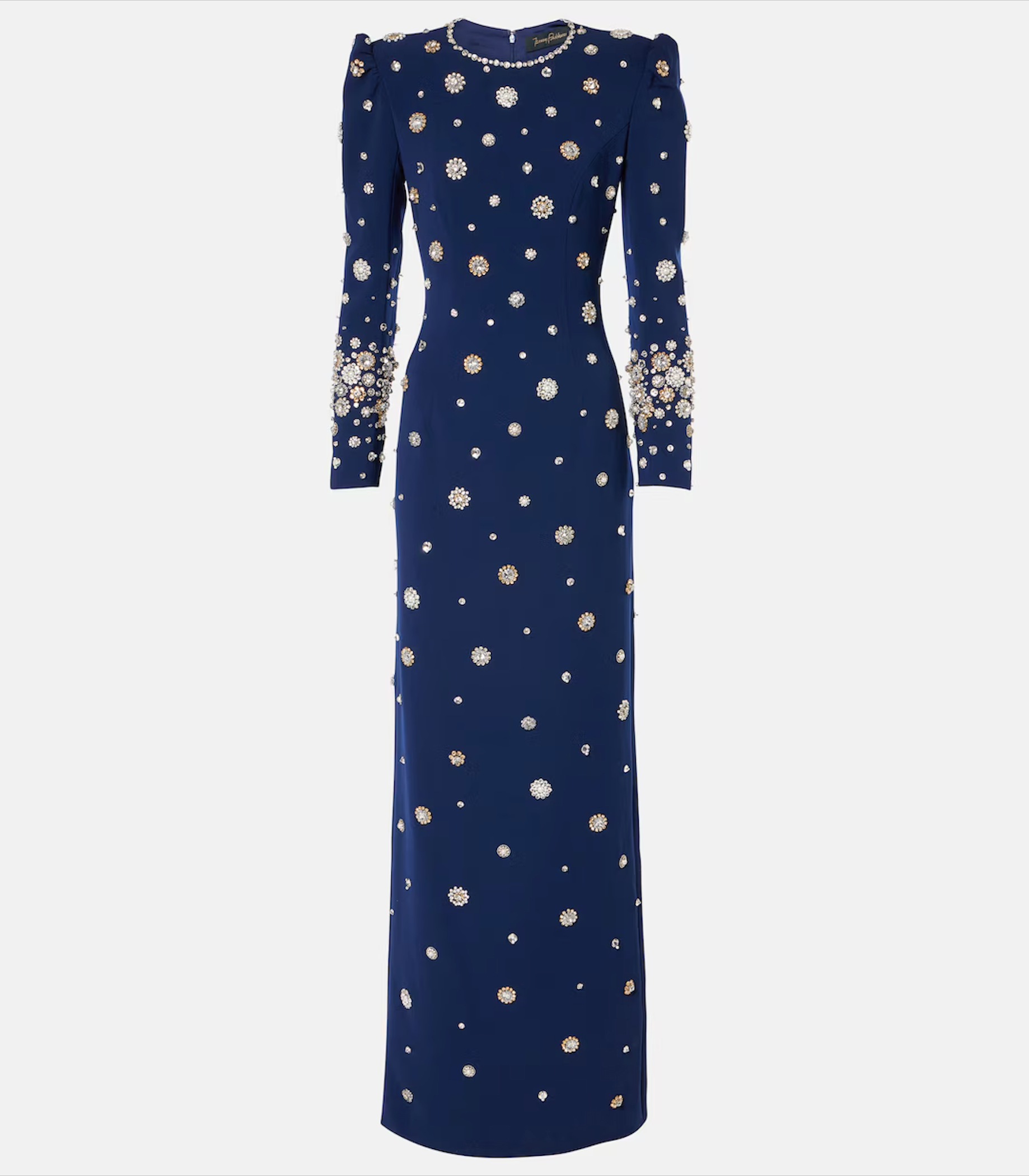 embellished long-sleeve gown with crystal accents – Joreen