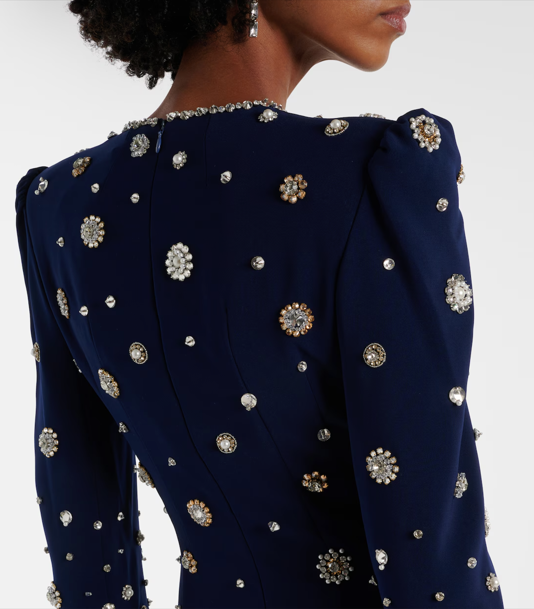 embellished long-sleeve gown with crystal accents – Joreen