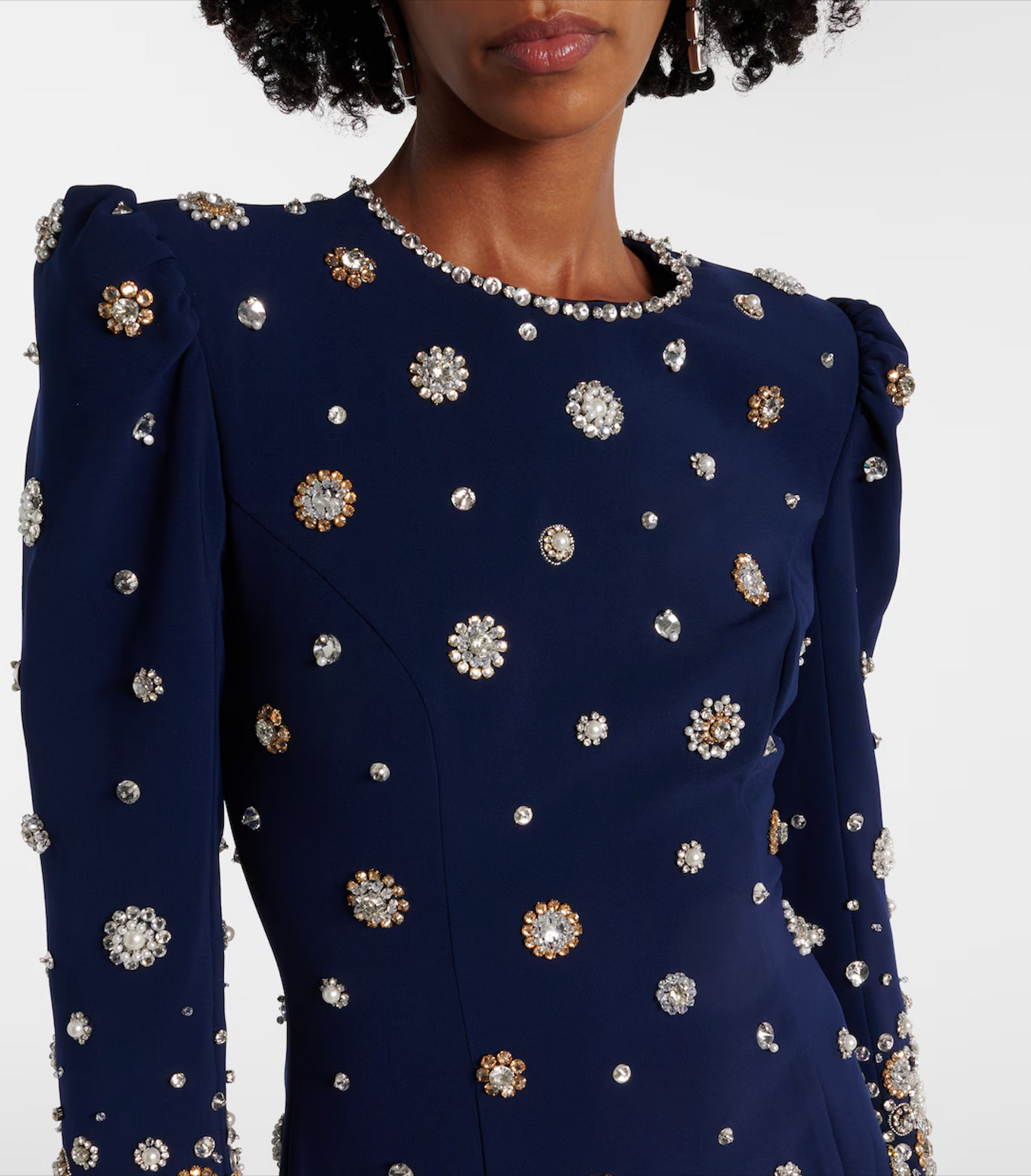 embellished long-sleeve gown with crystal accents – Joreen