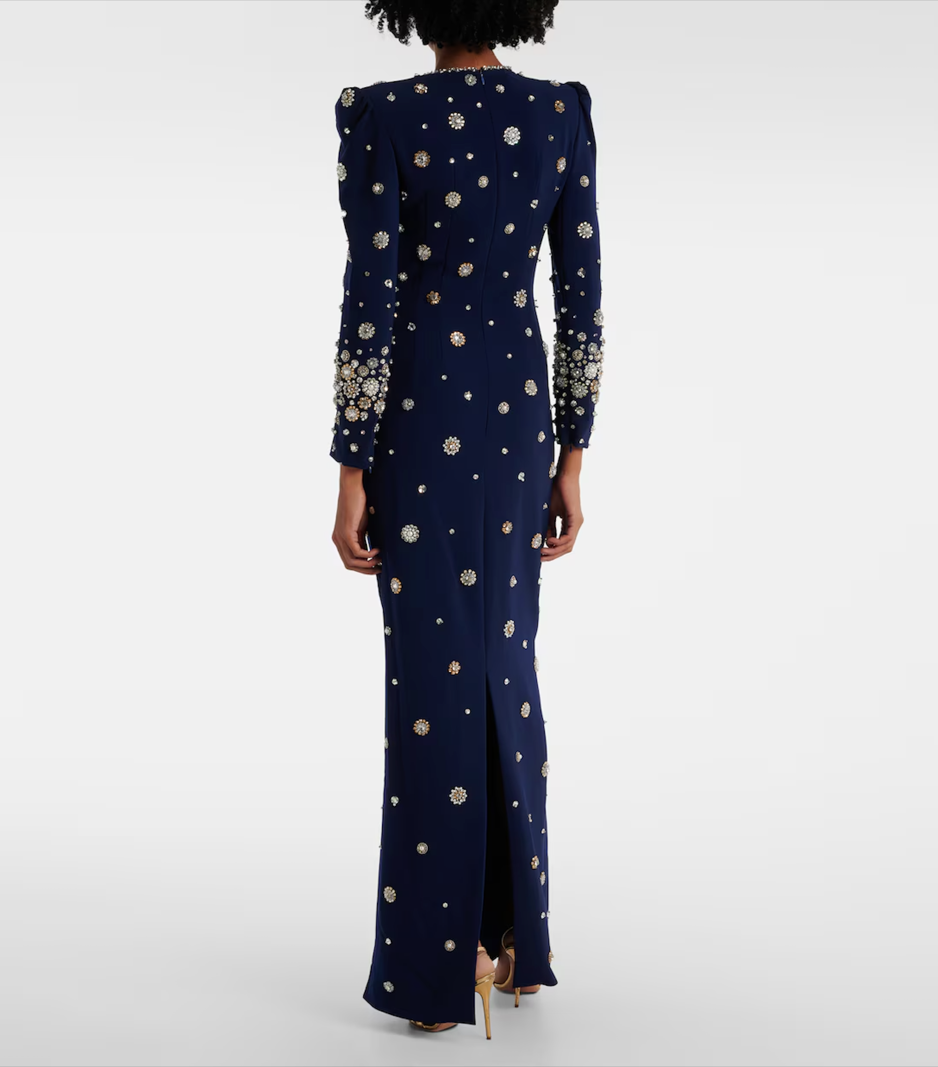 embellished long-sleeve gown with crystal accents – Joreen