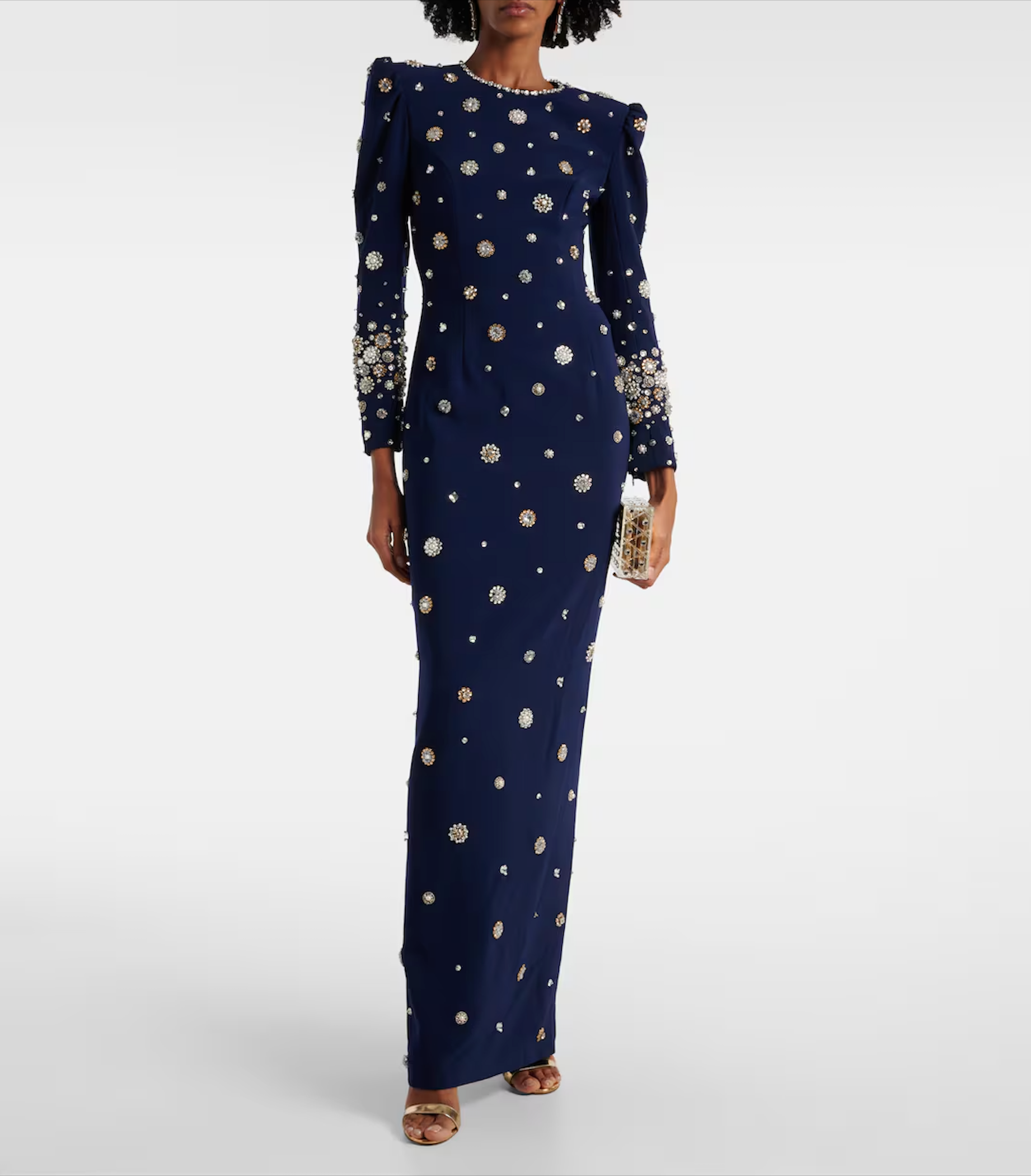 embellished long-sleeve gown with crystal accents – Joreen