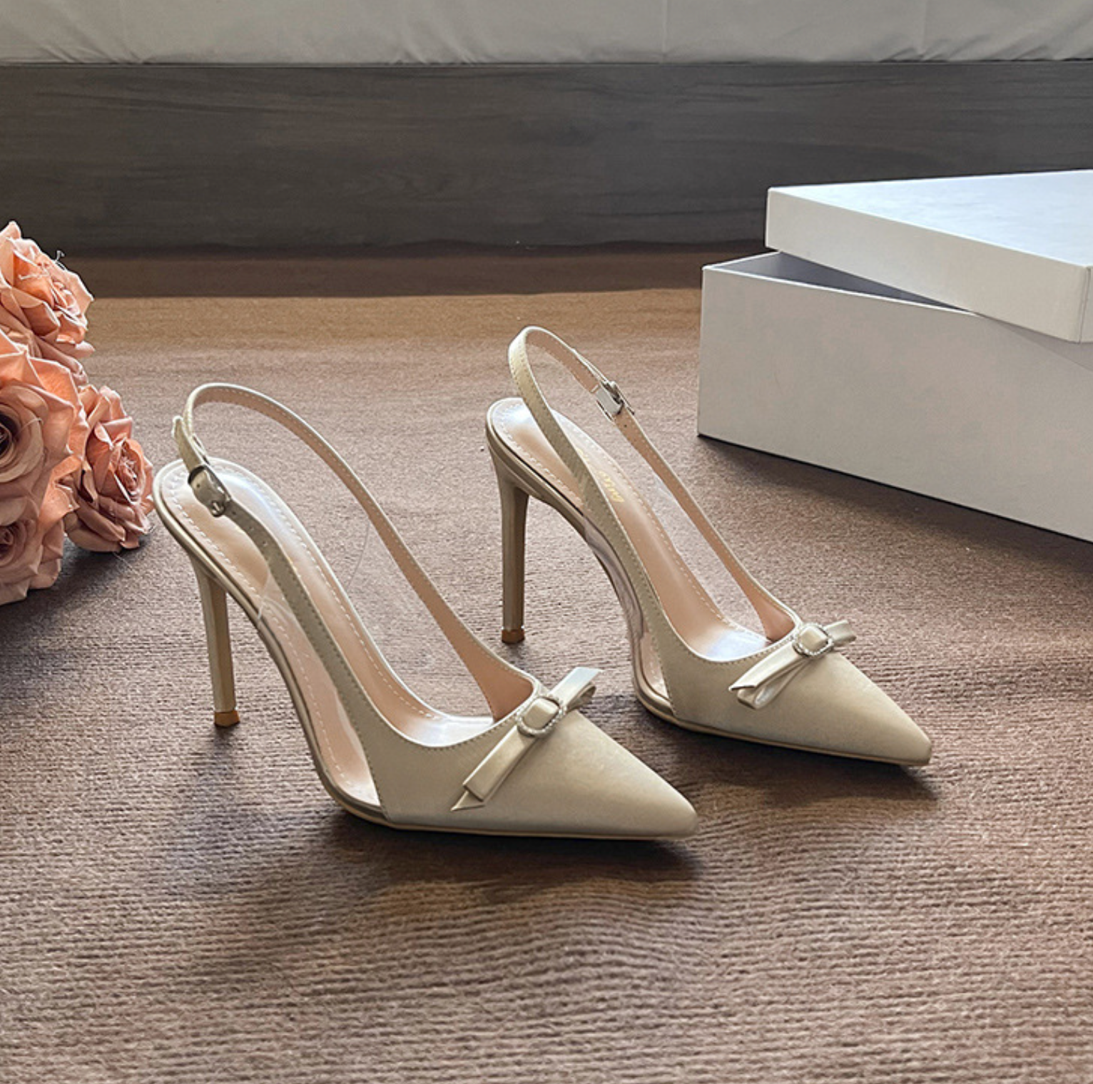 Satin Bow Slingback Stiletto Pumps – NOIDS