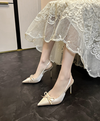 Satin Bow Slingback Pumps – BLUSH