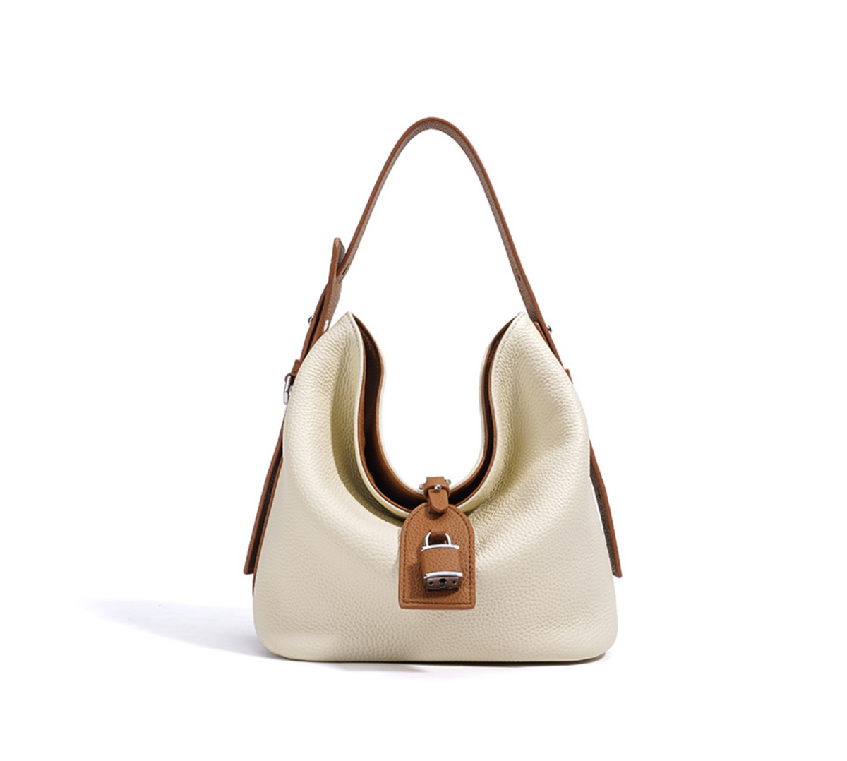 Soft Leather Shoulder Bag with Contrast Trim – SIENA