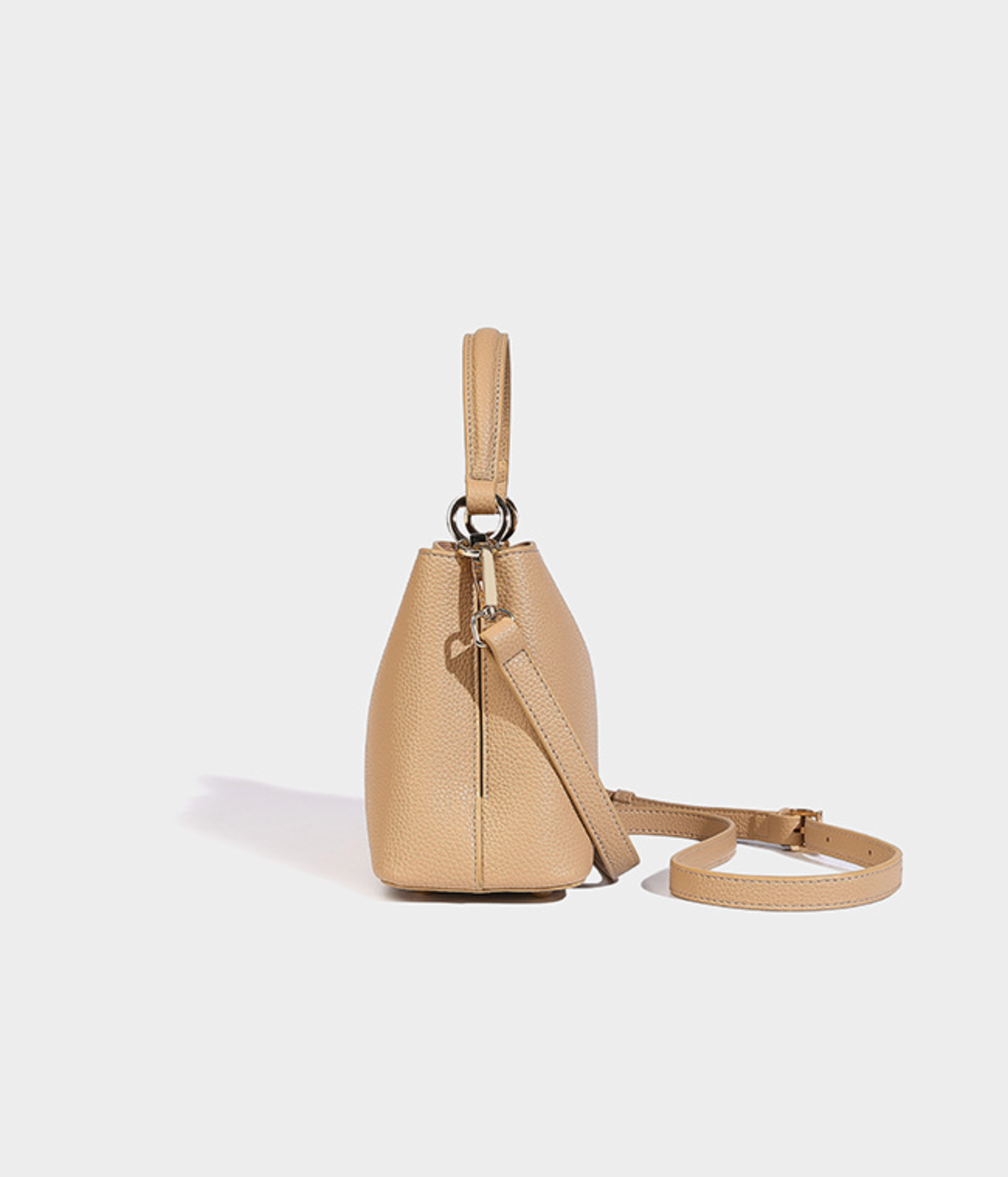 Textured Leather Handbag with Gold Push-Lock – NOVIR