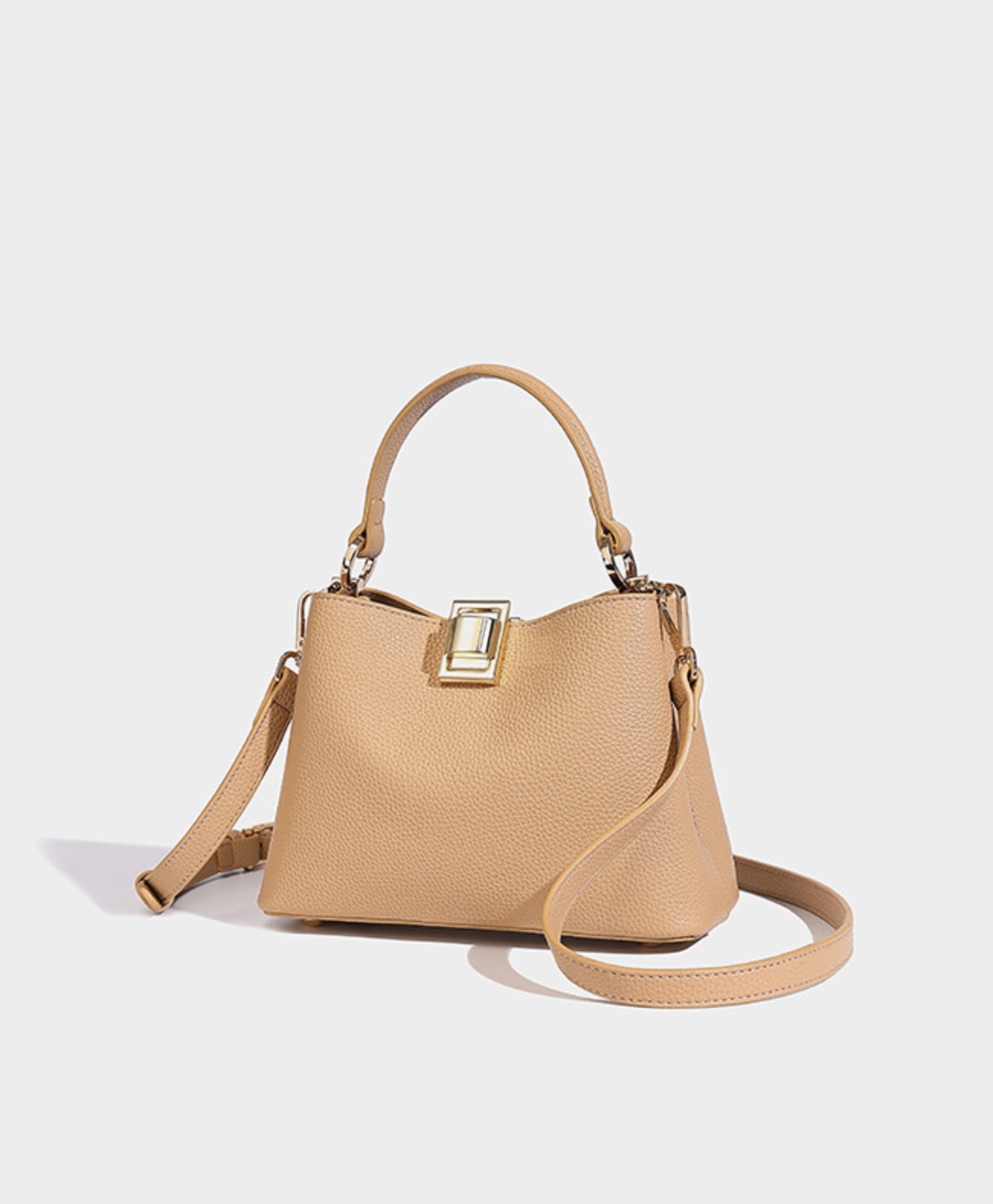 Textured Leather Handbag with Gold Push-Lock – NOVIR