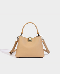 Textured Leather Handbag with Gold Push-Lock – NOVIR